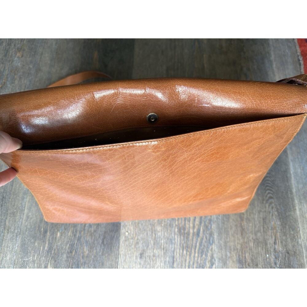 Handmade Brown Leather Messenger Bag Expandable Laptop Briefcase Minimalist Bag - Picture 7 of 9